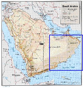 Administratives carte de Arabie saoudite en anglais