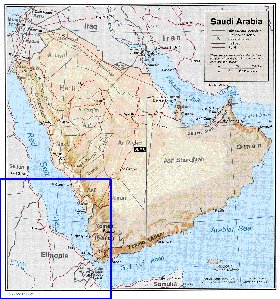 Administratives carte de Arabie saoudite en anglais