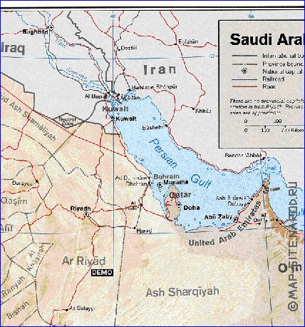 Administratives carte de Arabie saoudite en anglais