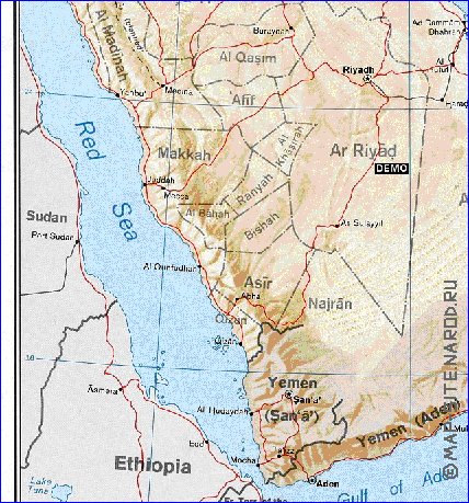 Administrativa mapa de Arabia Saudita em ingles