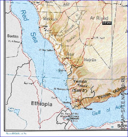 Administrativa mapa de Arabia Saudita em ingles