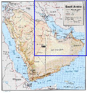 Administrativa mapa de Arabia Saudita em ingles