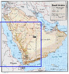 Administrativa mapa de Arabia Saudita em ingles