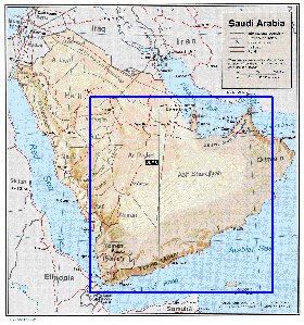 Administrativa mapa de Arabia Saudita em ingles