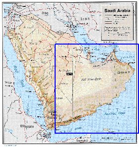 Administrativa mapa de Arabia Saudita em ingles