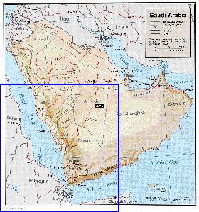 Administrativa mapa de Arabia Saudita em ingles