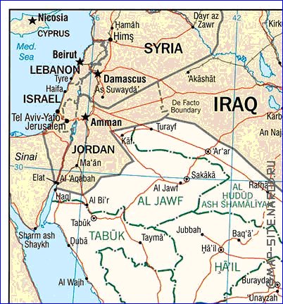 mapa de Arabia Saudita em ingles