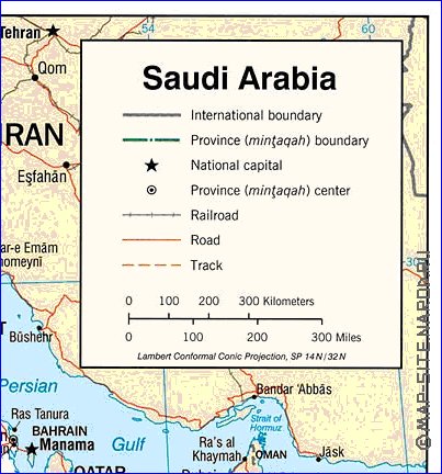 mapa de Arabia Saudita em ingles