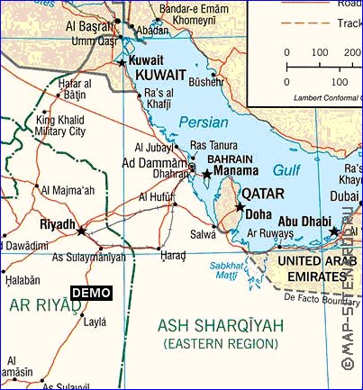 carte de Arabie saoudite en anglais