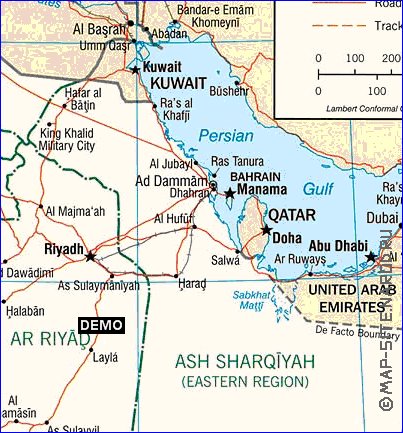 mapa de Arabia Saudita em ingles