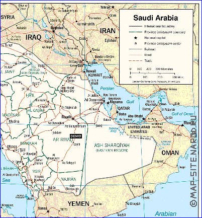 mapa de Arabia Saudita em ingles