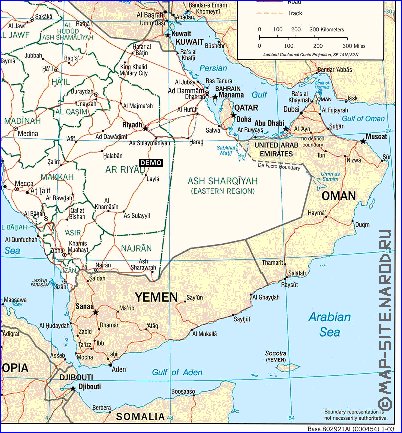 mapa de Arabia Saudita em ingles