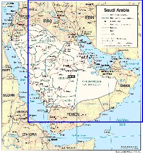 mapa de Arabia Saudita em ingles