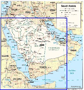 mapa de Arabia Saudita em ingles