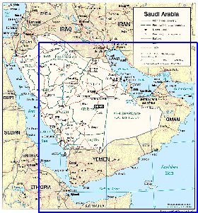 mapa de Arabia Saudita em ingles