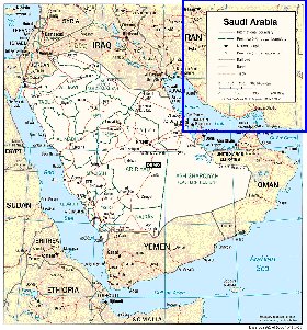 mapa de Arabia Saudita em ingles