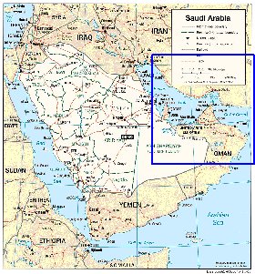 mapa de Arabia Saudita em ingles