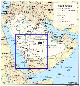 mapa de Arabia Saudita em ingles