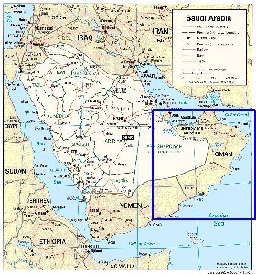 mapa de Arabia Saudita em ingles