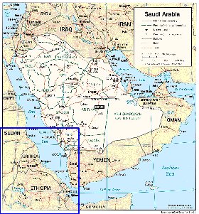 mapa de Arabia Saudita em ingles