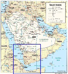 mapa de Arabia Saudita em ingles