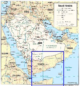 carte de Arabie saoudite en anglais