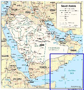 mapa de Arabia Saudita em ingles