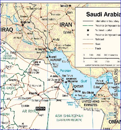 mapa de Arabia Saudita em ingles