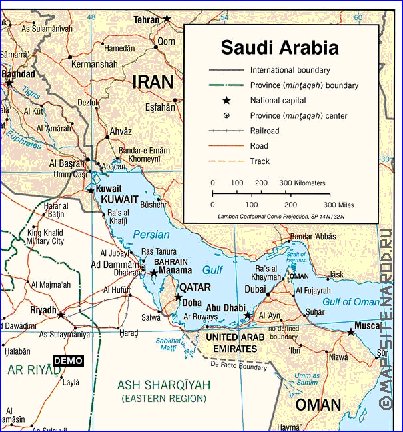 mapa de Arabia Saudita em ingles