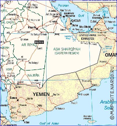 mapa de Arabia Saudita em ingles