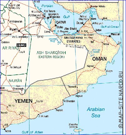 mapa de Arabia Saudita em ingles