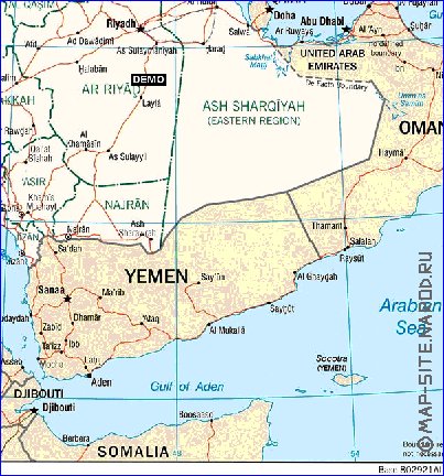 mapa de Arabia Saudita em ingles