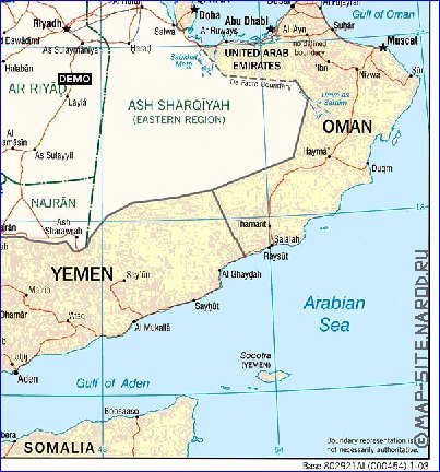 mapa de Arabia Saudita em ingles