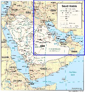 mapa de Arabia Saudita em ingles