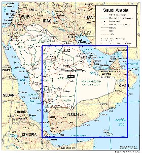 mapa de Arabia Saudita em ingles