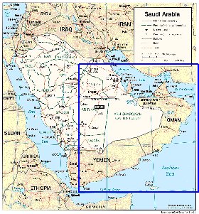 mapa de Arabia Saudita em ingles