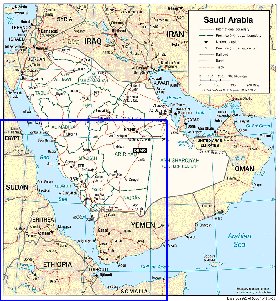 carte de Arabie saoudite en anglais