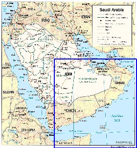 mapa de Arabia Saudita em ingles