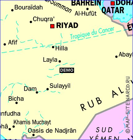 mapa de Arabia Saudita em frances