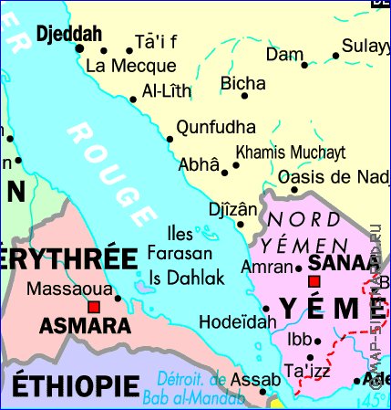 mapa de Arabia Saudita em frances