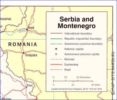 Administrativa mapa de Servia em ingles