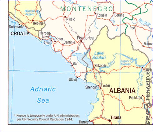 Administrativa mapa de Servia em ingles