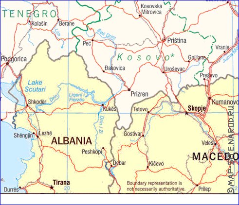 Administrativa mapa de Servia em ingles