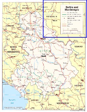 Administratives carte de Serbie en anglais