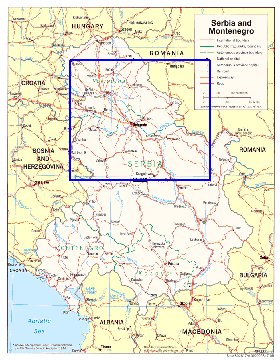 Administrativa mapa de Servia em ingles