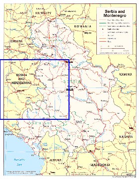 Administrativa mapa de Servia em ingles