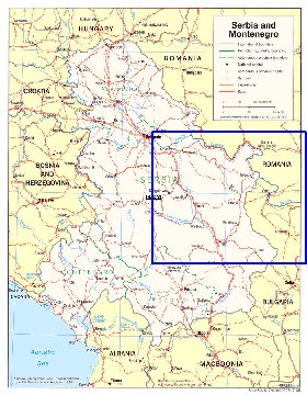 Administrativa mapa de Servia em ingles