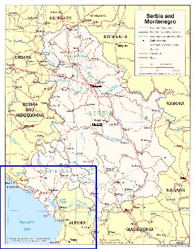 Administrativa mapa de Servia em ingles