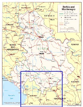 Administrativa mapa de Servia em ingles