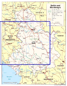 Administrativa mapa de Servia em ingles